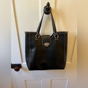 TOSCA BLU Black Leather Shoulder Bag medium